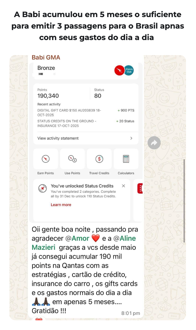Babi acumulou 190 mil pontos em 5 meses